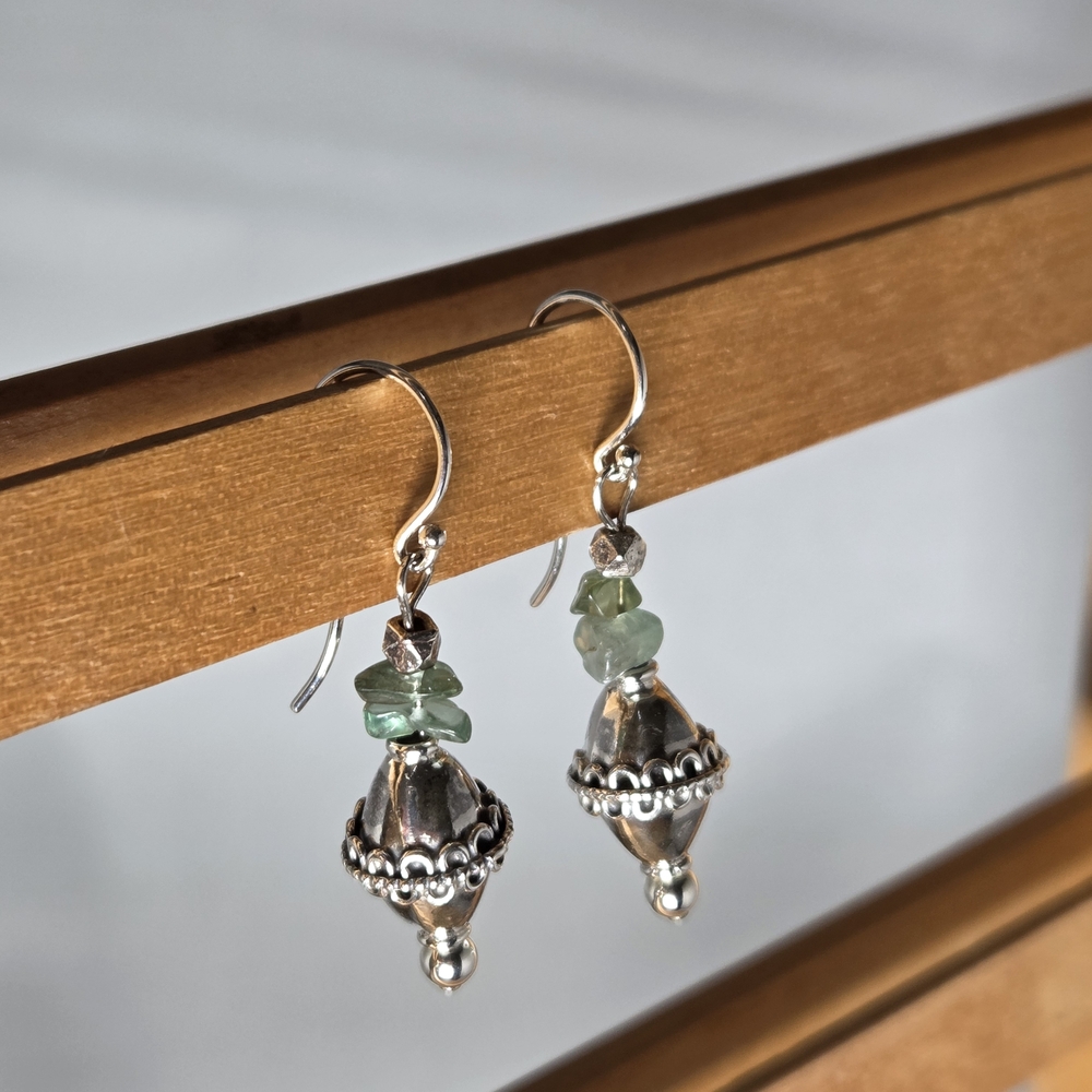 Beautiful Green Apatite And Sterling Silver Earrings On Argentium Silver Wires.